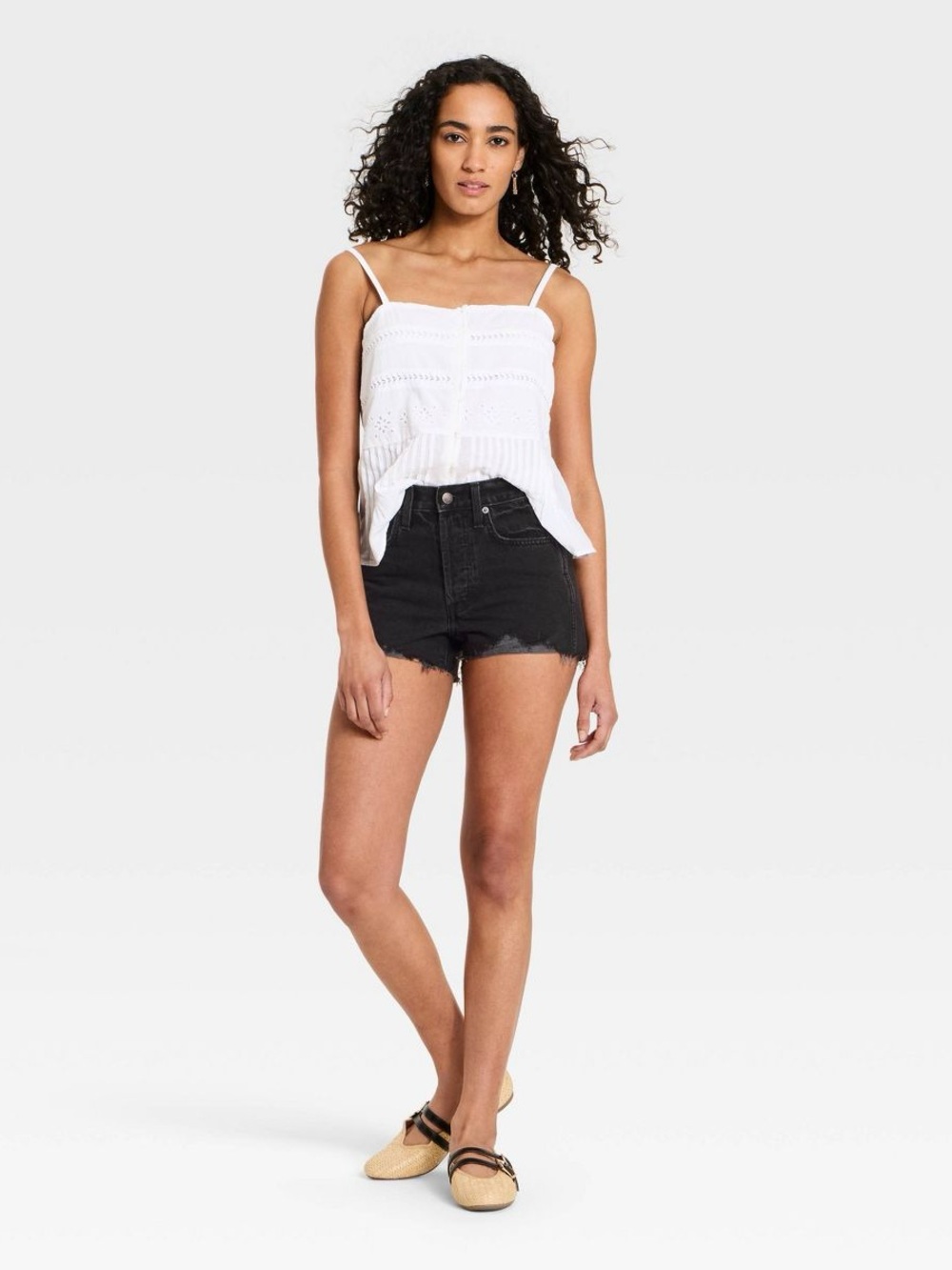 Universal Thread High Rise Sailor Denim Cut Off Shorts Black SZ 6